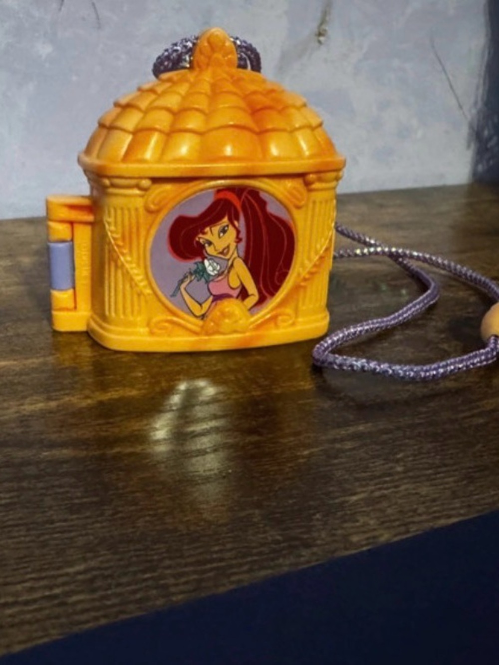 Disney Orange Princess Locket Necklace with Purple Cord